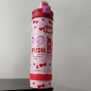 Manna Pink Stainless Steel Bottle/✨️🍒❤️NWT PINK / RED CHERRY HEARTS 🍒❤️✨️